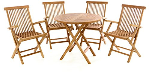 Divero 5-TLG. Sitzgruppe Sicilia - 1 x Klapptisch + 4 Klappstühle | robust und wetterfest