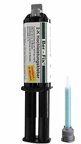 Ber-Fix 2K Kleber Kunststoff 25 g Hochleistungskleber 30 Min Kleber extra stark mit 1x Spitze Metall Pvc GfK Holz Epoxid Harz frei auch als Kunststoff Spachtelmasse verwendbar