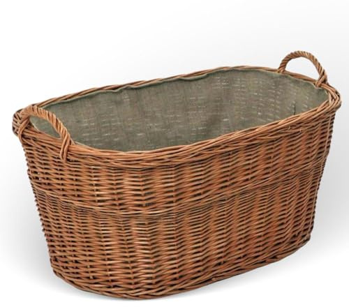 Panier tressé à bûches résistant structure réalisée en osier. Utile pour transporter ou contenir bois dans la maison ou dans le jardin. Doté de doublure intérieure en jute et deux poignées.