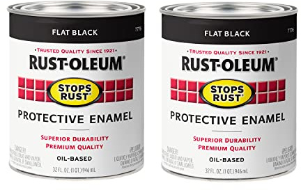 Rust-Oleum 7776502-2PK Stops Rust Brush On Paint, Quart, Flat Black, (Pack of 2)