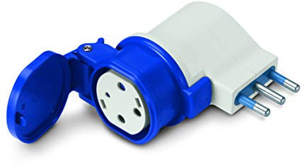 SCAME - 200.01623 Adattatore per la Ricarica di Veicoli Elettrici 2P+T 220V 16A IP44 - Adattatore con Spina Angolata 16A - Presa Tipo 3A - Spina italiana P17