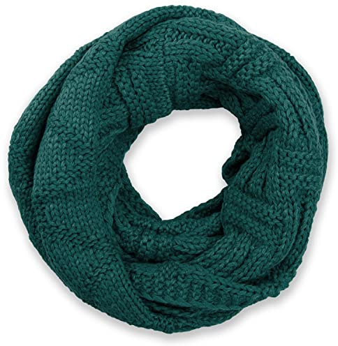 styleBREAKER Unisex Strick Loopschal mit Gitter- und Rippenmuster, Uni Feinstrick Schlauchschal, Winter Strickschal 01018155, Farbe:Petrol