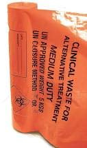 50 x HPC Clinical Waste Bags, Medium Duty, Orange - Ref: AT50/CWMD2