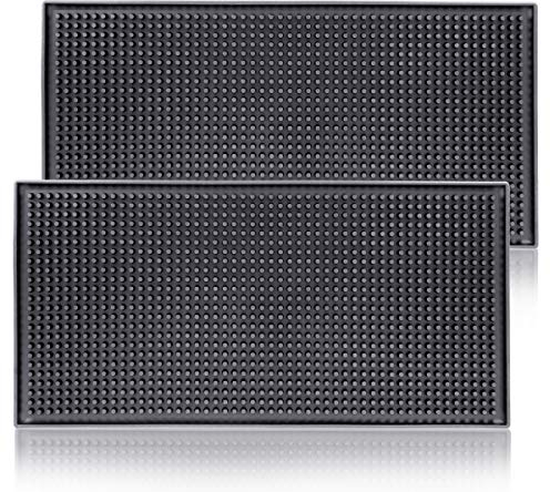 Black Bar Mat, 12x6 (30cm x 15cm) Rubber Bar Service Mat, Black Coffee Bar Mats, Spill Mat for Counter-Top, Home Bar Mats, Barber Hairdressing Mat (30x15)