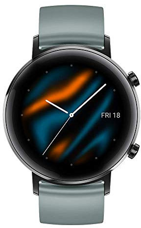 HUAWEI Watch GT 2 (42 mm) Smart Watch, 1.2 Inch AMOLED Display with 3D Glass Screen, 1-Week Battery Life, GPS, 15 Sport Modes, 3D Glass Screen, Lake Cyan (Renewed)