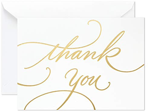 Hallmark Thank You Cards, Gold Foil Script (100 Thank You Notes with Envelopes) for Wedding, Baby Shower, Bridal Shower, Graduation