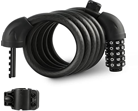 ValueMax Fahrradschloss Zahlenschloss Kabelschloss 150CM, 5 stelliger Zahlencode, 12mm Dickes Fahrradschloß mit Halterung, Wasserdicht Sicher Beständig rücksetzbar Code, für Fahrräder, Babywagen usw.