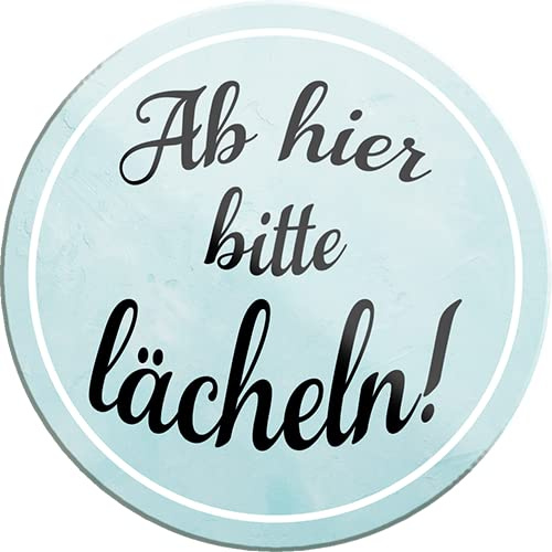 schilderkreis24 – Lustiger Spruch “Ab Hier Bitte lächeln..“ Magnet Deko Kühlschrankmagnet Humor witzige Geschenkidee Geburtstag Weihnachten 8x8 cm