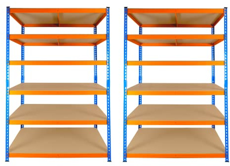 TRADE PRICE DEALS 2 BAY DEAL 6 Tier Extra Heavy Duty Racking Warehouse Storage Industrial Garage Metal Shelving Units 300kg Per Shelf (180 x 120 x 60cm)