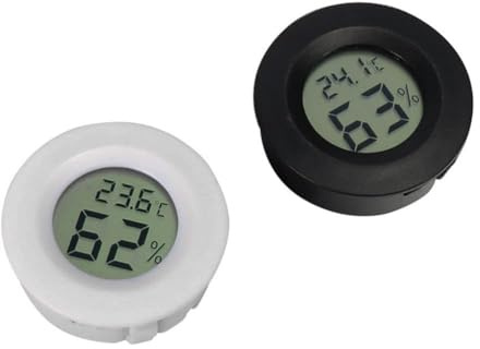 zalati Reptiles Termometrar 2st Digital LCD Inbyggd 2-i-1 Hygrometer Termometer för Terrarier Inkubator Fjäderfä – 1st Svart & 1st Vit
