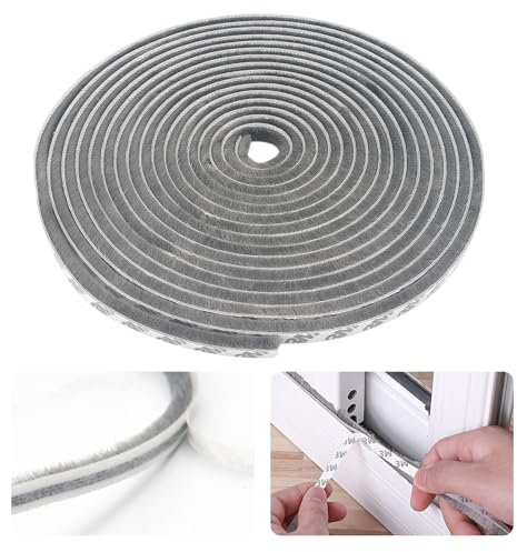 Selbstklebend Bürstendichtung Dichtungsstreifen Mit 6M Klebstoff - 7 cm breit x 8 cm dick, Bürstendichtung für Rolladen, Tür, Fenster, Schiebetür, Kleiderschränk Insektenschutz, Staub- und Lärm(Grau)