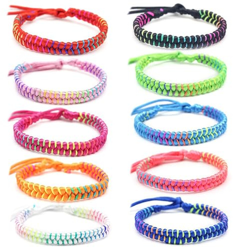 JCKD Bracelet d'Amitié Tissé Coloré - 10 Pièces Bohème Fait Main - Réglable pour Femme, Homme, Enfant, Garçon (10 Couleurs)