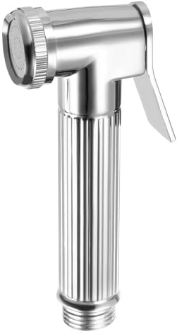 sourcing map Handheld Bidet Sprayer for Toilet, Metal Bathroom Sprayer Kit Adjustable Water Pressure Control for Kitchen Bathroom Toilet Flushing Washing, Silver