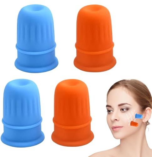 Schröpfgläser Silikon 4 Stück,Cupping Set,Schröpfen Silikon,Facial Cupping, Schropfenset für Massage für Hals, Gesicht, Körper (Blau)