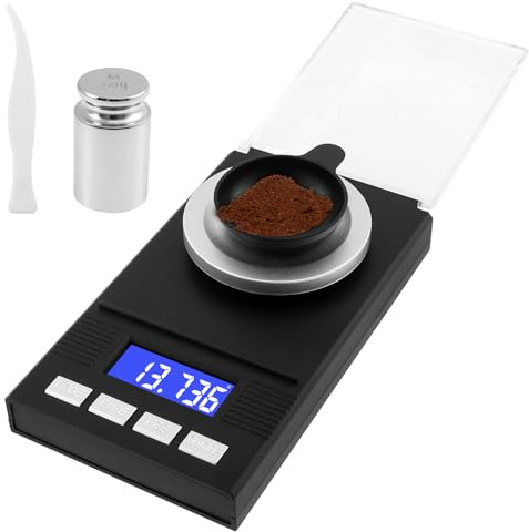 Feinwaage 50g-0,001g Milligramm Waage mit LCD-Display Gewichte Waagschalen Winddicht Tragbar Präzisionswaage Taschenwaage für Schmuck Pulver Medikamente