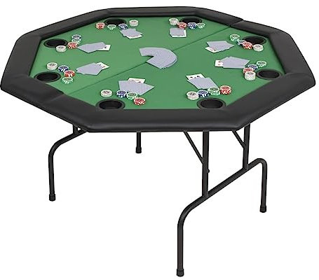 WKIEQACO Faltbarer Pokertisch für 8 Spieler, 2-fach gefaltet, achteckig, GreenTables Poker & Spieltische