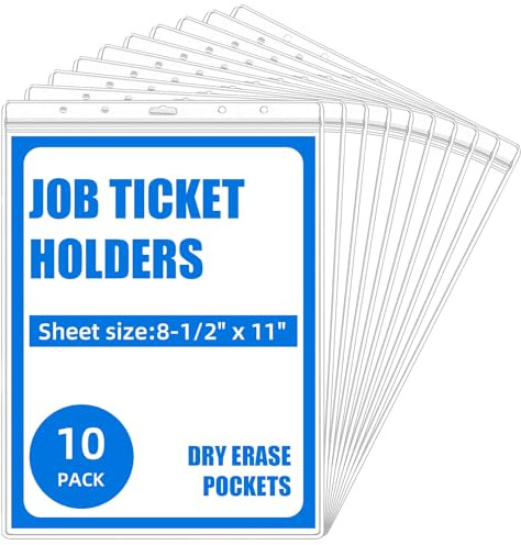 PercyEffie 10 Pack Sheet Protectors, 8.5 x 11 Waterproof Resealable Zip Paper Page Protectors Heavy Duty Dry Erase Document Storage Shop Ticket Holders Clear Rigid Plastic Sleeves(Vertical)