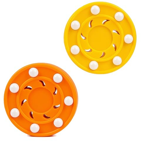 RidingRush Street Hockey Pucks 2 Pack, 75mm Roller Hockey Practice Puck with 14 ABS Glide Beads, Outdoor Inline Hockey Puck for Asphalt, Concrete and Driveway Training