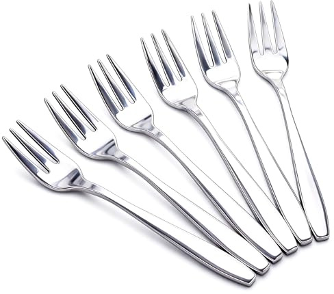 Loiycg 12 Pieces Stainless Steel Cake Forks Set, Small Dessert Fork, 15 cm | Mini Fork for Pastry, Fruit, Appetizer, Salad, Silver