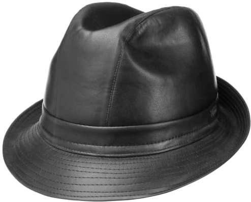 Lipodo Konstläder hatt Trilby trend hatt, Svart, 58
