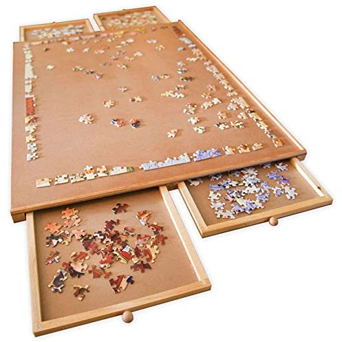 Bits and Pieces Jumbo-Puzzle in voller Größe, Glatte Platte, Holzfaserplatten, Arbeitsfläche, Vier verschiebbare Schubladen zum Beenden Dieses Puzzlesystems