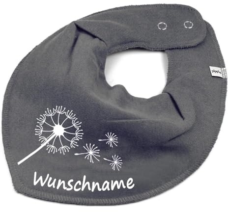 HALSTUCH mit Namen oder Text personalisiert für Baby oder Kind aus Baumwolle in Einheitsgröße Pusteblume