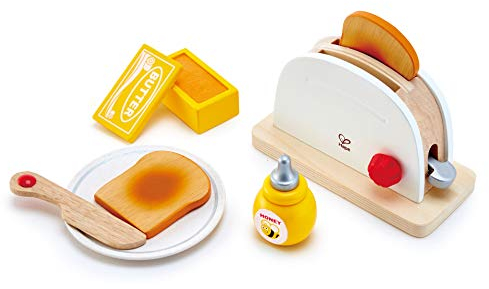 Hape Pop-up-Toaster-Set| Küchen-Fantasiespiel mit Frühstückszubehör für Kinder von Hape