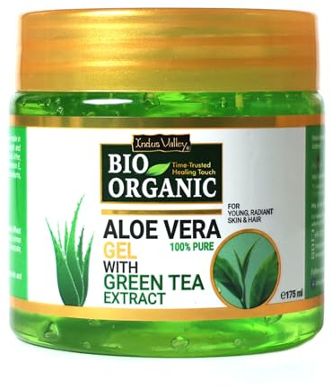 Aloe Vera Gel d'Aloe Vera bio pour la peau et les cheveux, 175 ml, Indus Valley