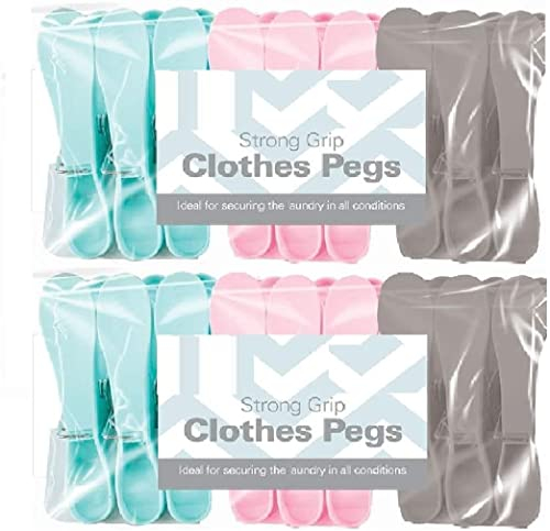 G4GADGET Clothes Pegs 24 Pack – Strong Grip Plastic Pegs for Washing Line, Durable Laundry Clips for Clothes, Rust-Resistant for Outdoor & Indoor Drying