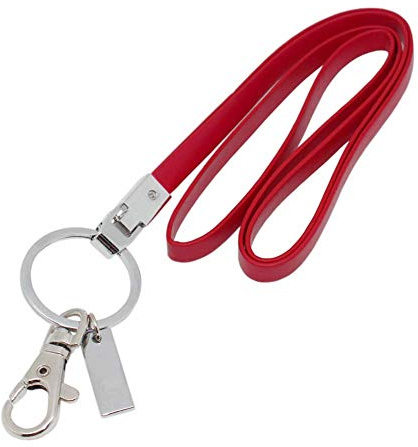 Boshiho PU Leder-Schlüsselband, mit starkem Clip und Schlüsselanhänger für Schlüssel, Ausweiskartenhalter, USB-Stick oder Handy 40,6 cm rot
