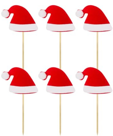 Amosfun 12 Stück Filz Weihnachtsmütze Cake Topper Cupcake Picks Weihnachtsdeko Party Tortendeko Dessert Tisch Dekoration Für Festliche Anlässe