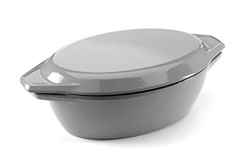 Samuel Groves Enamel Cast Iron Oval Casserole Dish with Lid – 32.5cm / 4.6L | Large Family-Sized Dutch Oven | Oven & Hob Safe, Durable Enamel Coating, Even Heat Distribution