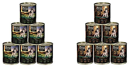 Dehner Wild Nature Hundefutter Adult, Bergweide, 6 x 400 g (2,4 kg) & Wild Nature Hundefutter Adult, Unterholz, 6 x 400 g (2,4 kg)