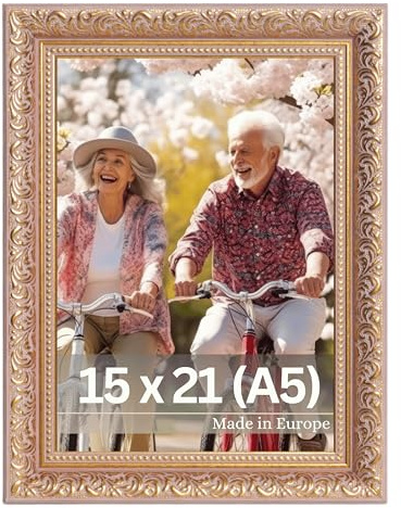 Victor cornice portafoto “Rubens” oro rosé 15x21 cm – profilo: 30 x 20 mm – stile barocco antico – vetro vero – decorazione per la casa