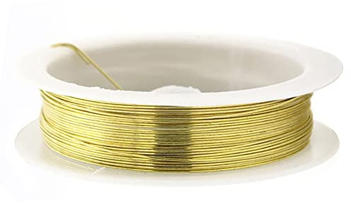 tooloflife Rollo de alambre de cobre desnudo resistente al deslustre para manualidades, fabricación de joyas, 0,2 mm, dorado