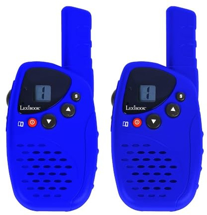 Lexibook, Walkie-Talkies Digitales, TW45Z | Alcance 5km, LCD, sonido digital, recargable, base carga, clip cinturón, azul