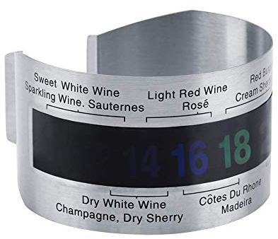 Wine Temperature Bracelet Temperature, Stainless Steel Wine LCD Thermometer Bottle Beer Red Wines Bracelet Sensor for Beer Home Brewing