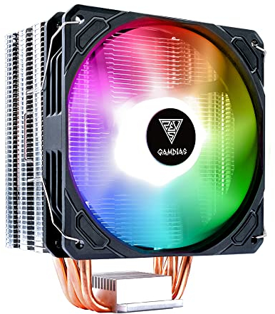 GAMDIAS BOREAS E1-410 CPU Air Cooler - High Cooling Performance - Direct Contact Technology - 4 Copper Heat Pipes - 120mm ARGB PWM Fan - Built-in Light Effect - Intel LGA1700 /AMD AM5 Brackets - Black