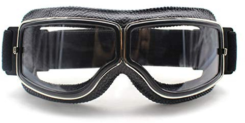 LLDDSS Retro Motorradbrille Brille Vintage Motorradbrille Outdoor Sport Leder für Harley Fliegerbrille