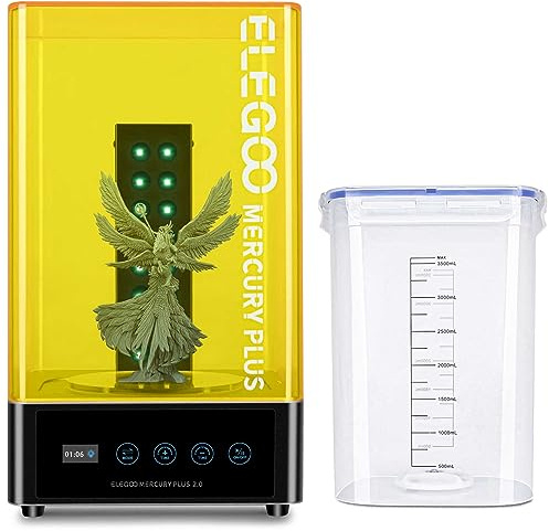 ELEGOO Mercury Plus V2 Wash and Cure Station für LCD/DLP/SLA Resin 3D Drucker, Wasch‑ und Aushärtungsmaschine mit Aushärtungs‑Drehscheibe und Wascheimer, Waschgröße 131 × 90 × 220 mm