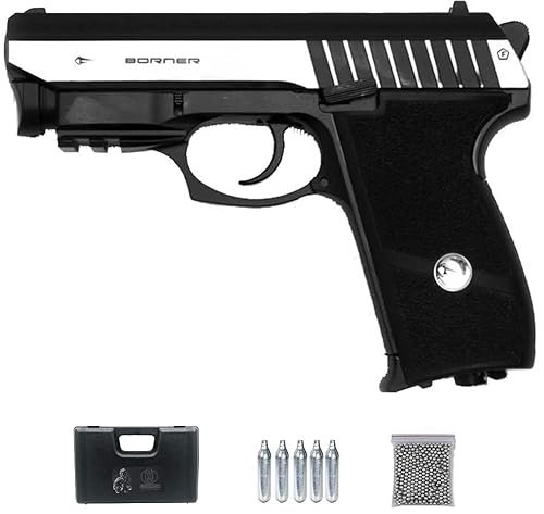 Pistola Borner Panther 801 blowback | Armas semiautomática de Aire comprimido (CO2) y balines BB's de Acero Calibre 4,5mm + maletín y consumibles