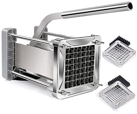French Fry Cutter, Sopito Professional Potato Cutter Stainless Steel with 1/2-Inch and 3/8-Inch Blade Great for Potatoes Carrots Cucumbers