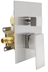 Drettyer 2 Way Outlet Function Solid Brass Shower Diverter Valve Mixer Rough-In Shower Handle Valve Kit Replacement in Brushed Nickel