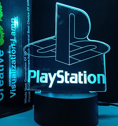 Luce notturna 3D, Lampada da illusione ottica 3D colorata a LED Lampada da tavolo da tavolo con luce notturna USB a sfioramento per i regali dei bambini delle ragazze dei ragazzi (PLAYSTATION)