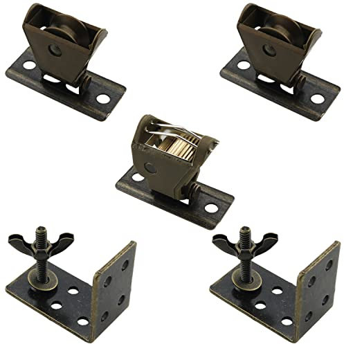 WHYHKJ 1SET Roman Shades, Window Treatment Hardware, Bamboo Roller Blind Accessory Lifter, Cord Idler Pulley Swivel Bracket for Woven Wood Shades and Bamboo Blinds (1 Lock, 2 Pulleys, 2 Mounts)