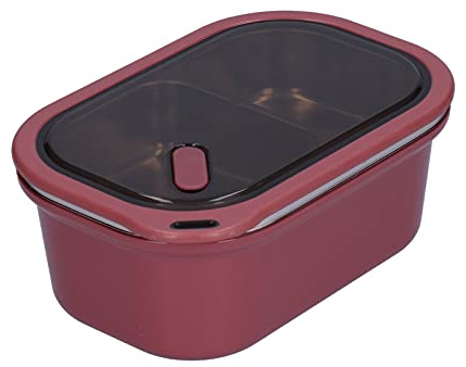 lyrlody Lunchbox 1,2 L mit 2 Fächern & Edelstahlbesteck – 2-lagige, luftdichte Box für Erwachsene & Kinder, tragbar mit 20x14x8cm (rot)