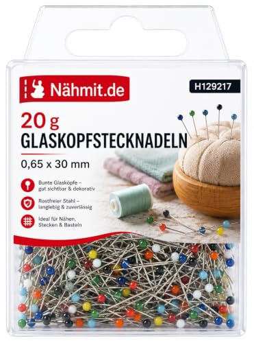 CreaStyle - Glaskopf Stecknadeln bunt 0,65x30mm / 20 Gramm