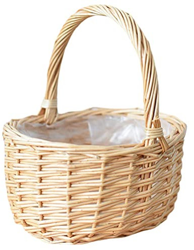 Theaque Cesta de huevos tejida para el hogar, estilo pastoral, cesta tejida para recoger frutas