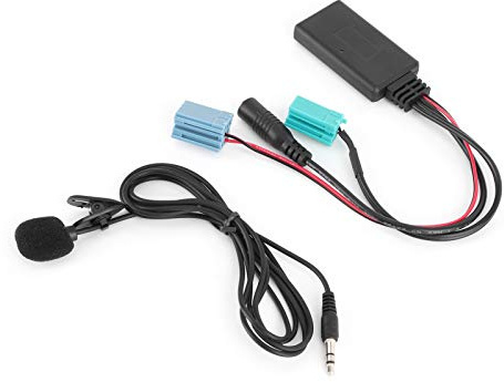 Conector de Audio para Automóvil, Cable de Audio Bluetooth de 6 Pines Adaptador de Entrada Auxiliar Estéreo para Automóvil con Micrófono Apto para/Espace/Megane