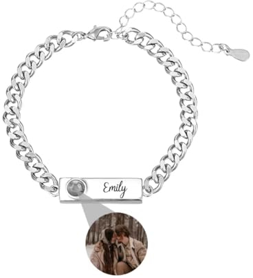 Liskanap Personalisiertes Foto Projektion Armband - Ich Liebe Dich in 100 Sprachen - Erinnerung an Die Liebe - Weihnachten Geburtstag Geschenke Für Männer Hip-Hop-Schmuck